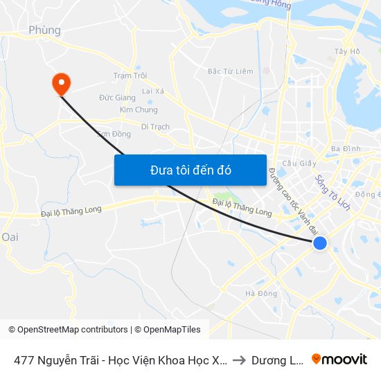 477 Nguyễn Trãi - Học Viện Khoa Học Xã Hội to Dương Liễu map