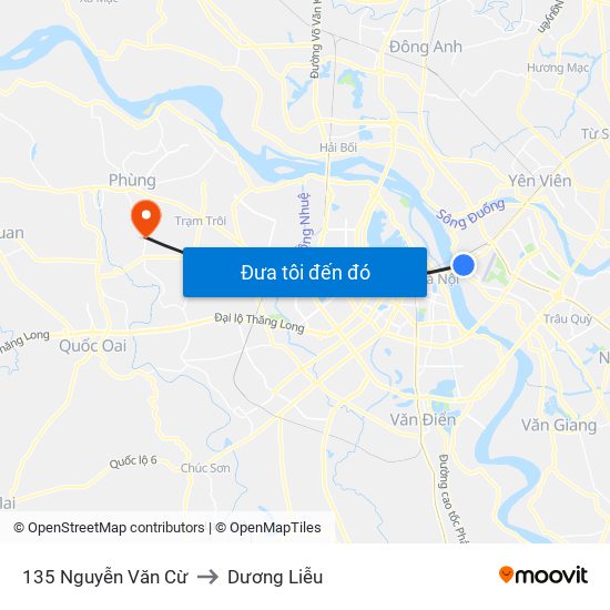 135 Nguyễn Văn Cừ to Dương Liễu map