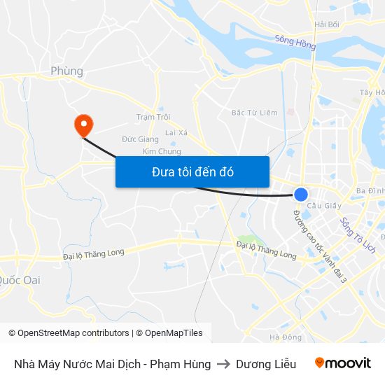 Nhà Máy Nước Mai Dịch - Phạm Hùng to Dương Liễu map