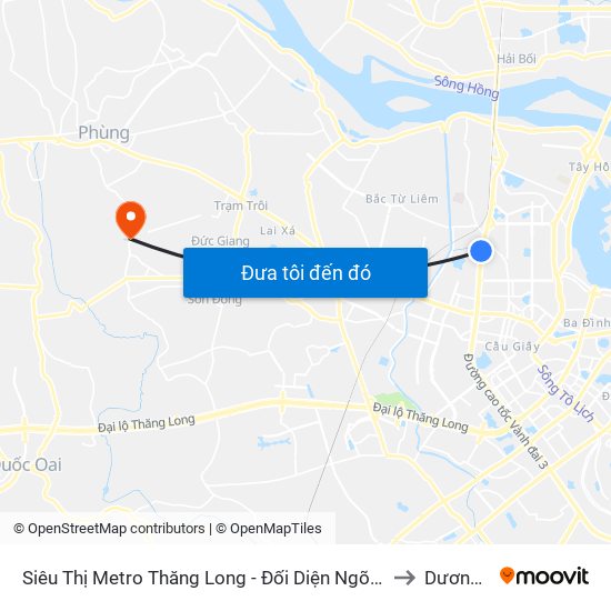Siêu Thị Metro Thăng Long - Đối Diện Ngõ 599 Phạm Văn Đồng to Dương Liễu map