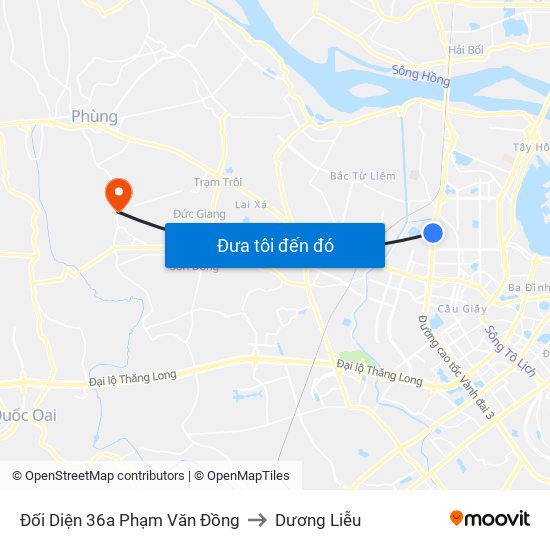 Đối Diện 36a Phạm Văn Đồng to Dương Liễu map
