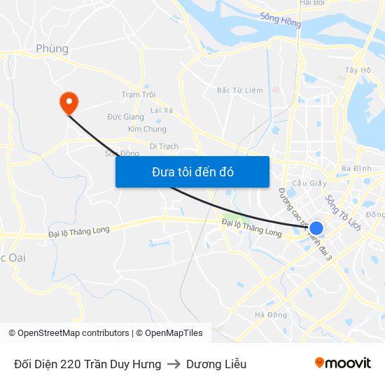 Đối Diện 220 Trần Duy Hưng to Dương Liễu map