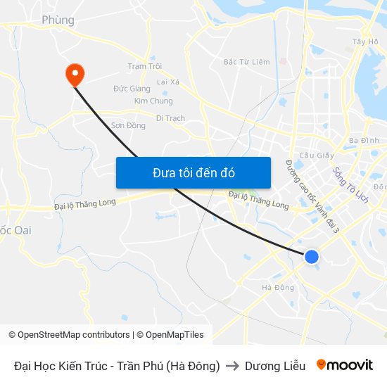 Đại Học Kiến Trúc - Trần Phú (Hà Đông) to Dương Liễu map