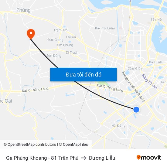 Ga Phùng Khoang - 81 Trần Phú to Dương Liễu map