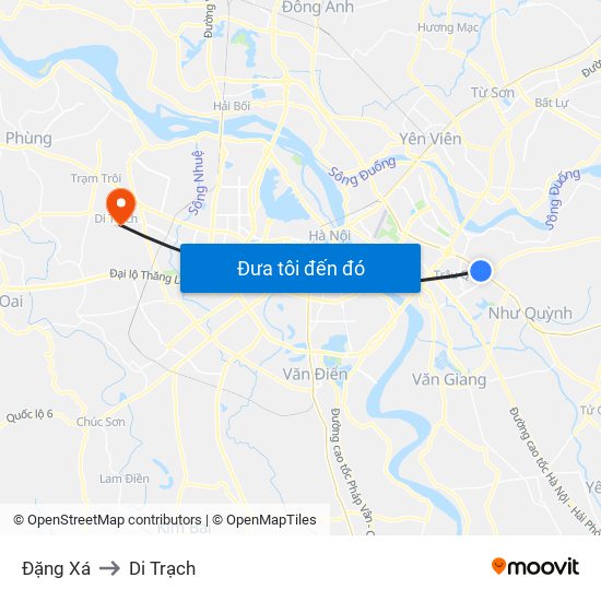 Đặng Xá to Di Trạch map