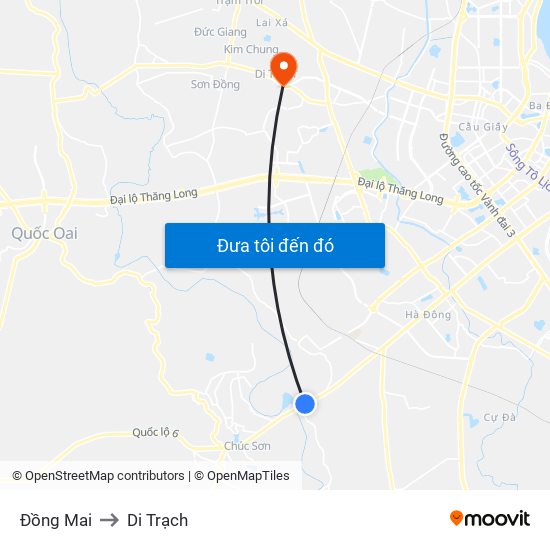Đồng Mai to Di Trạch map