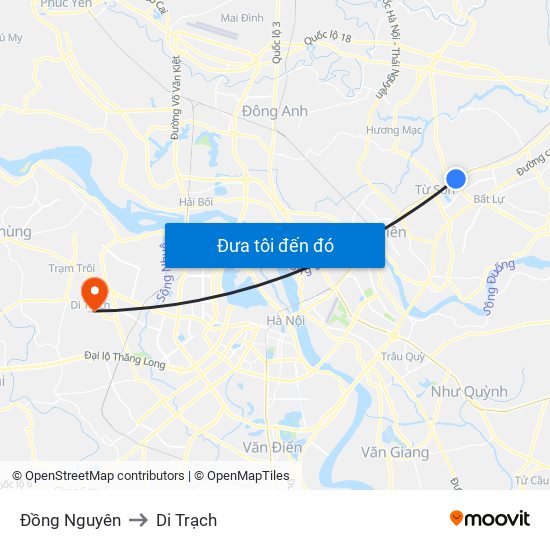 Đồng Nguyên to Di Trạch map