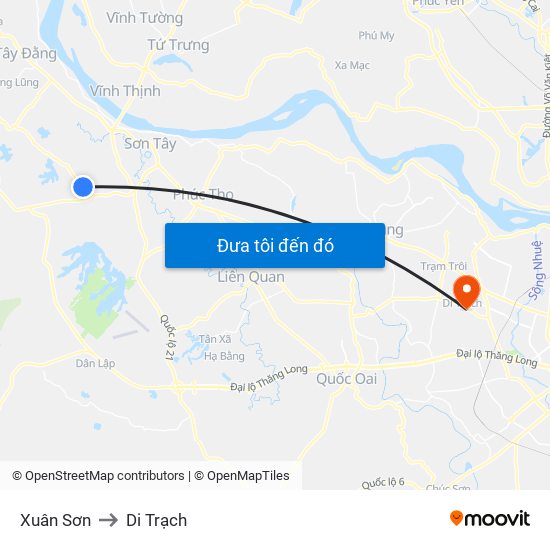 Xuân Sơn to Di Trạch map