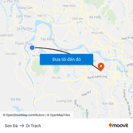 Sơn Đà to Di Trạch map