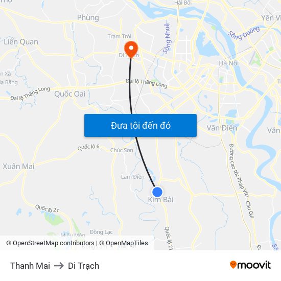 Thanh Mai to Di Trạch map