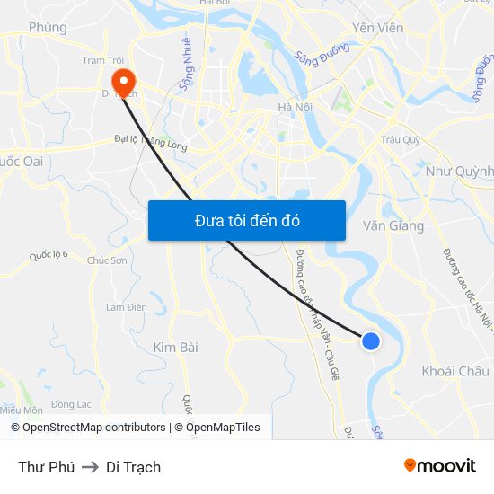 Thư Phú to Di Trạch map