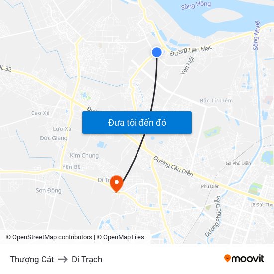 Thượng Cát to Di Trạch map