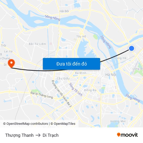 Thượng Thanh to Di Trạch map