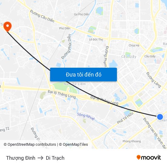 Thượng Đình to Di Trạch map