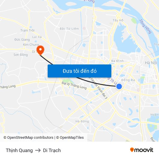 Thịnh Quang to Di Trạch map