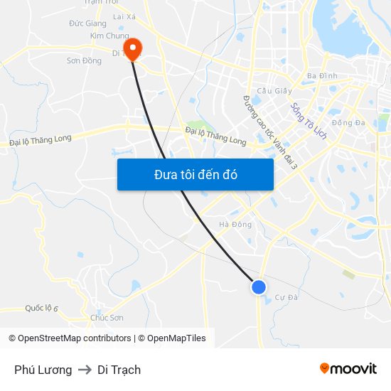 Phú Lương to Di Trạch map