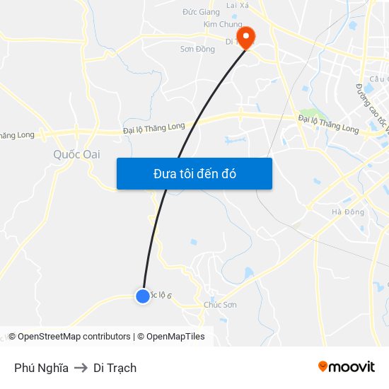 Phú Nghĩa to Di Trạch map