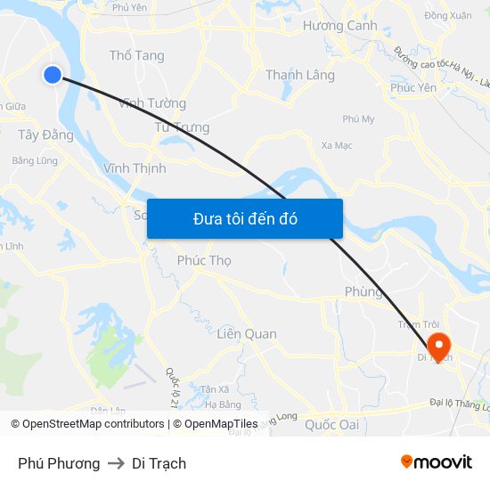 Phú Phương to Di Trạch map
