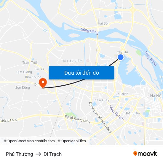 Phú Thượng to Di Trạch map