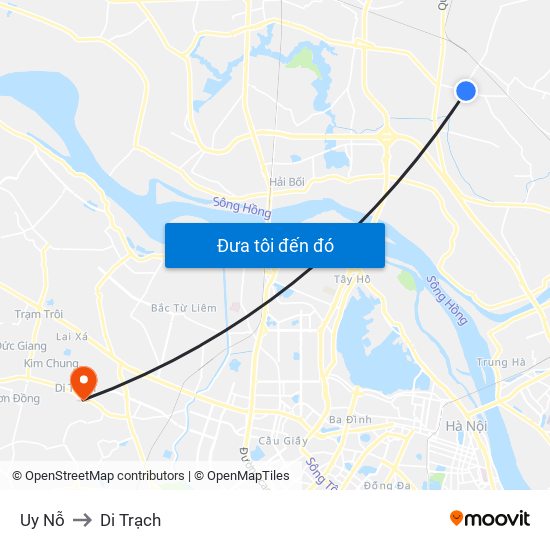 Uy Nỗ to Di Trạch map