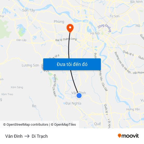 Vân Đình to Di Trạch map