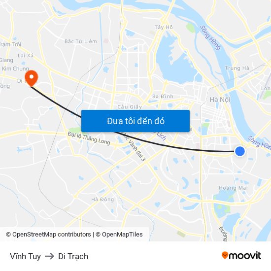 Vĩnh Tuy to Di Trạch map
