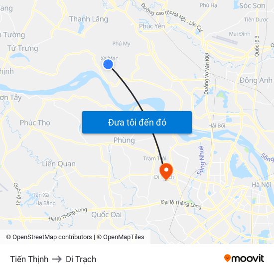 Tiến Thịnh to Di Trạch map