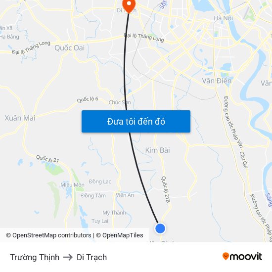 Trường Thịnh to Di Trạch map