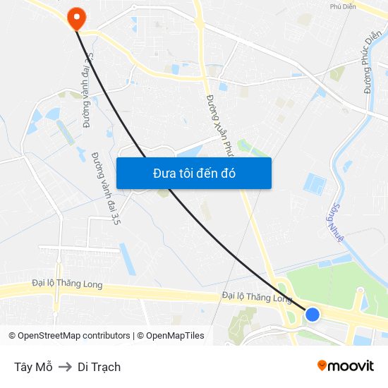 Tây Mỗ to Di Trạch map