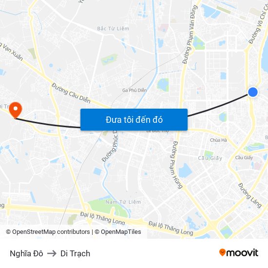 Nghĩa Đô to Di Trạch map