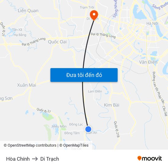 Hòa Chính to Di Trạch map