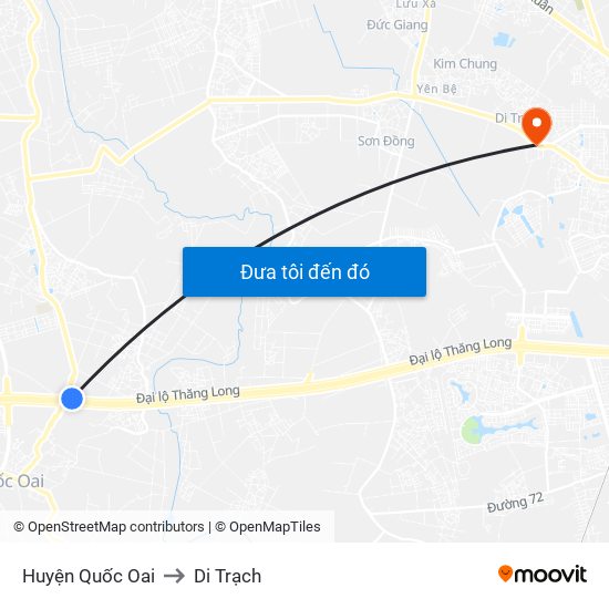 Huyện Quốc Oai to Di Trạch map