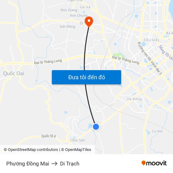 Phường Đồng Mai to Di Trạch map