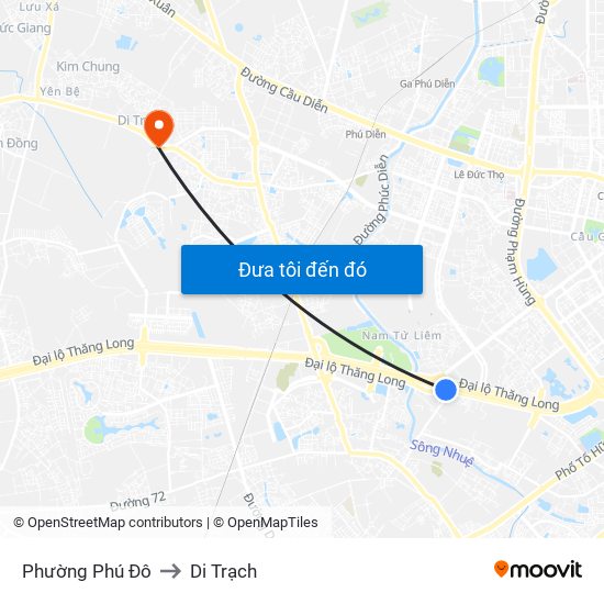 Phường Phú Đô to Di Trạch map