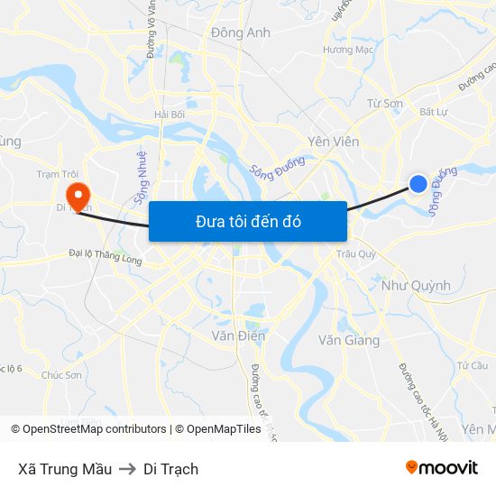 Xã Trung Mầu to Di Trạch map