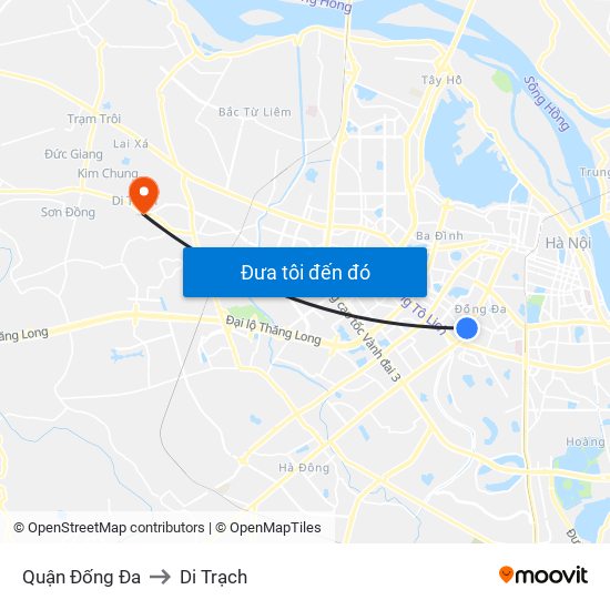 Quận Đống Đa to Di Trạch map