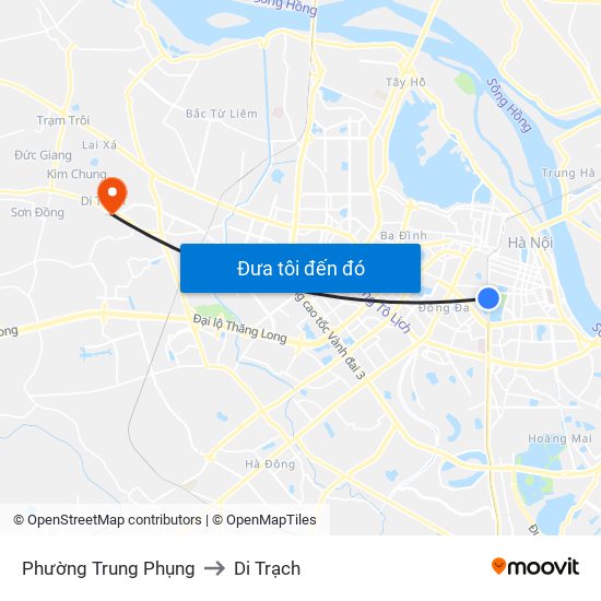 Phường Trung Phụng to Di Trạch map