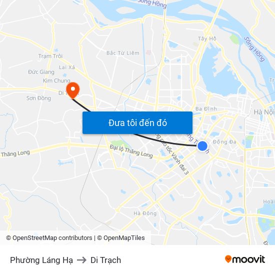Phường Láng Hạ to Di Trạch map
