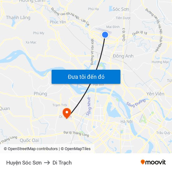 Huyện Sóc Sơn to Di Trạch map