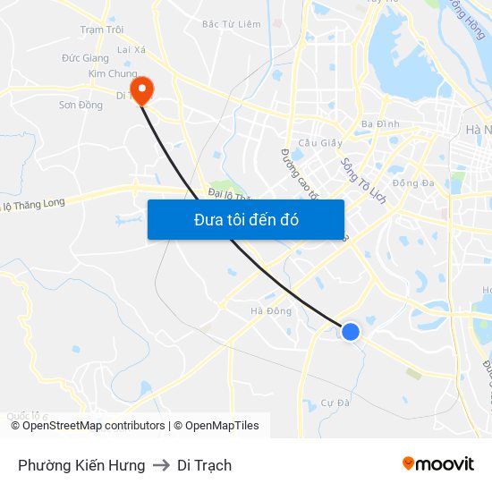 Phường Kiến Hưng to Di Trạch map