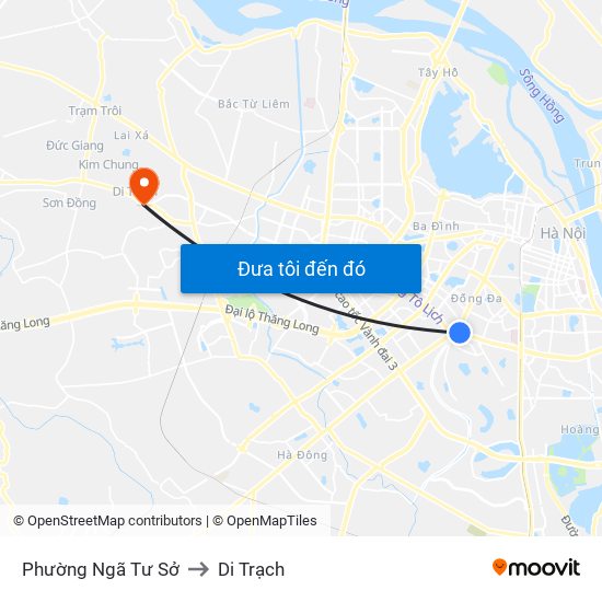 Phường Ngã Tư Sở to Di Trạch map