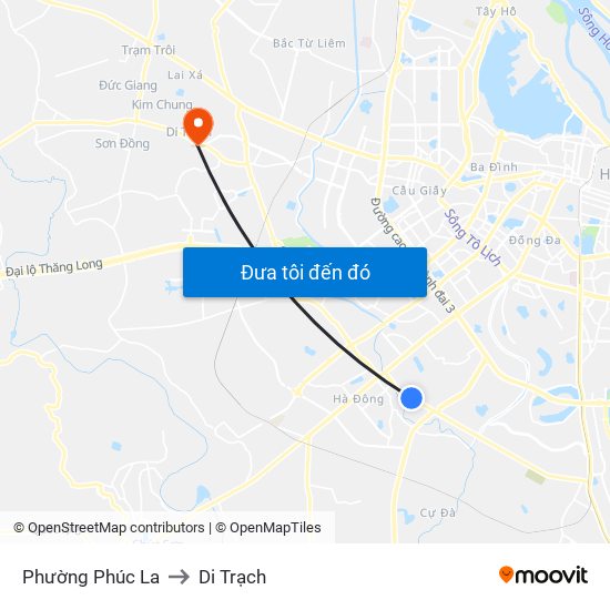 Phường Phúc La to Di Trạch map