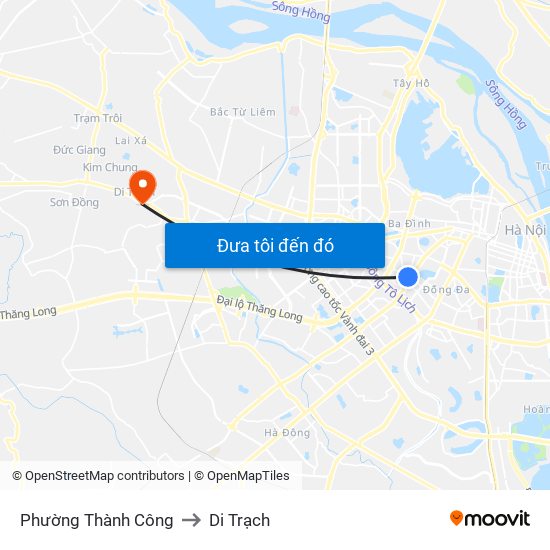 Phường Thành Công to Di Trạch map