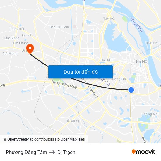 Phường Đồng Tâm to Di Trạch map