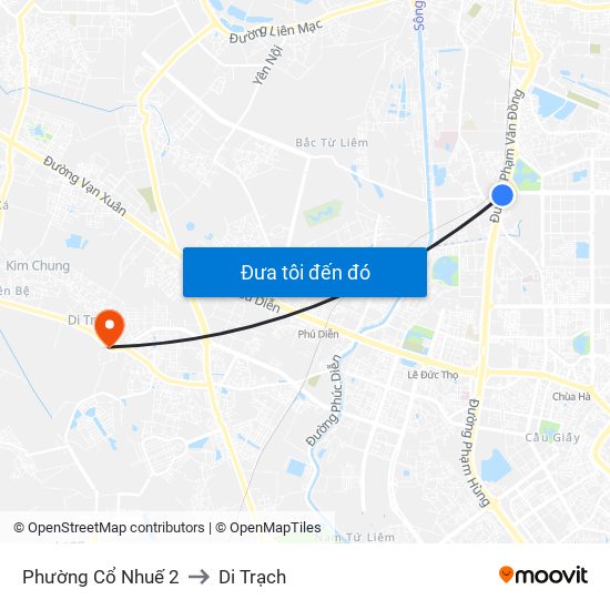 Phường Cổ Nhuế 2 to Di Trạch map