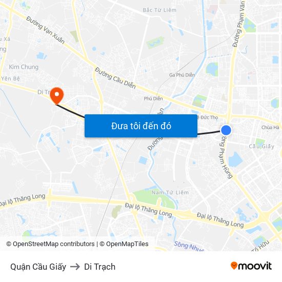 Quận Cầu Giấy to Di Trạch map