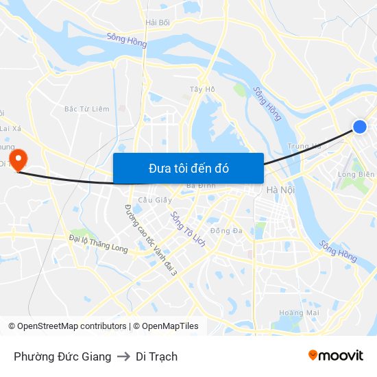 Phường Đức Giang to Di Trạch map