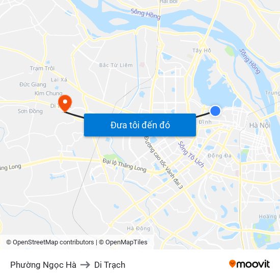 Phường Ngọc Hà to Di Trạch map