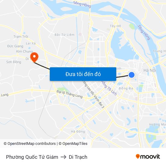 Phường Quốc Tử Giám to Di Trạch map