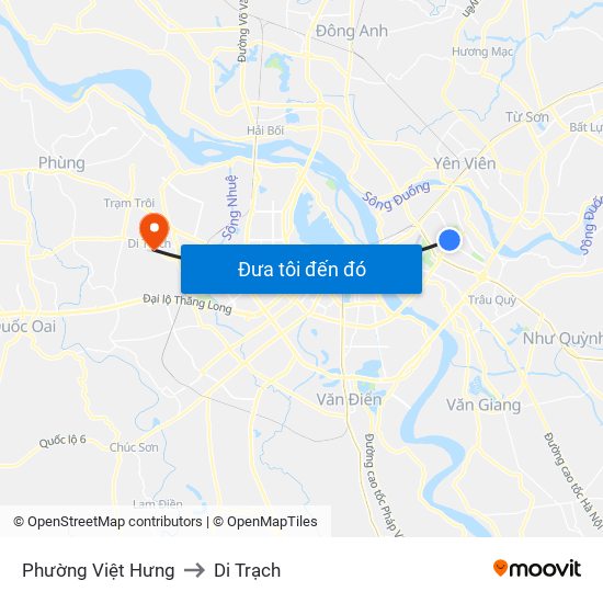 Phường Việt Hưng to Di Trạch map